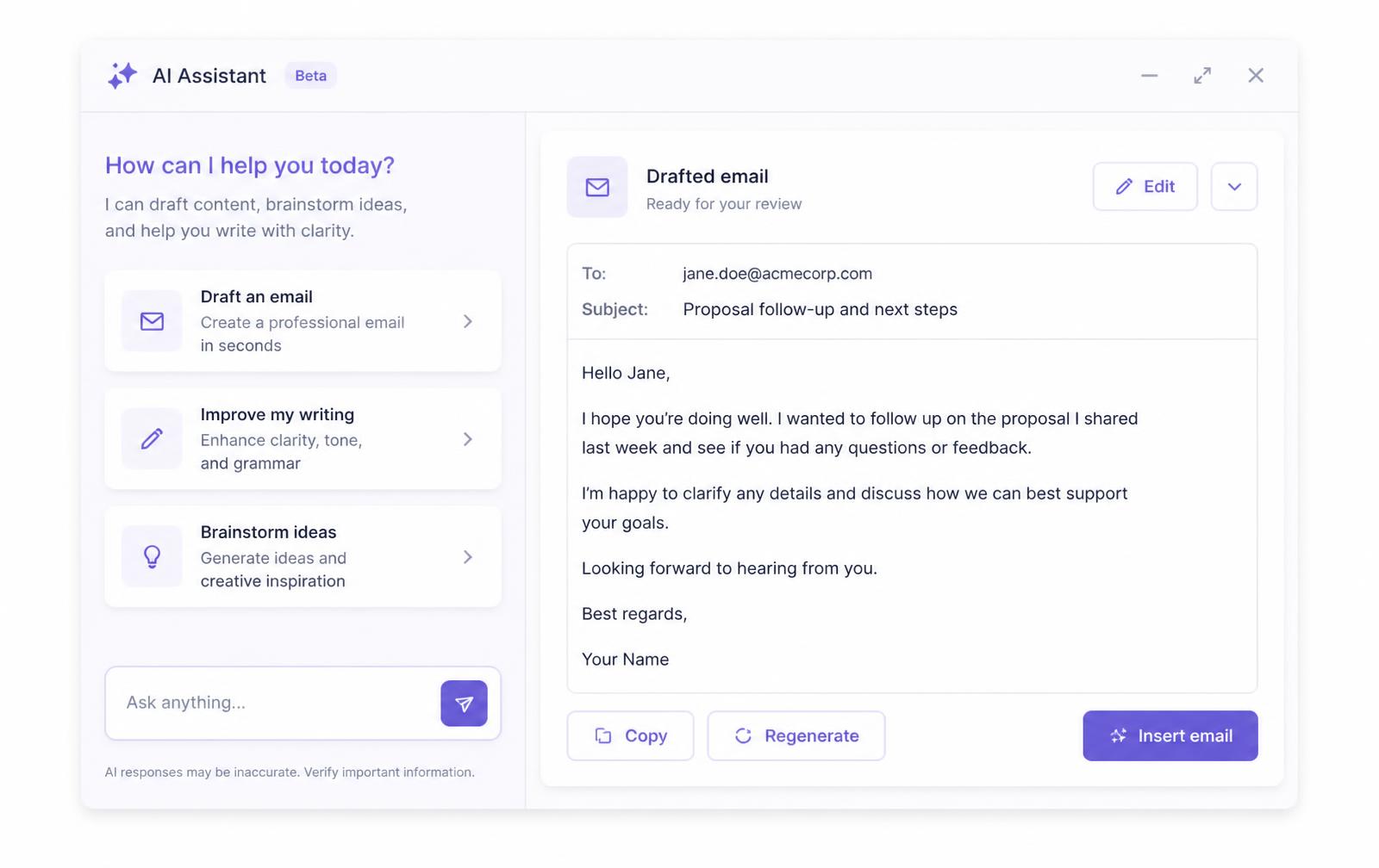 AI Assistant in NANA OS